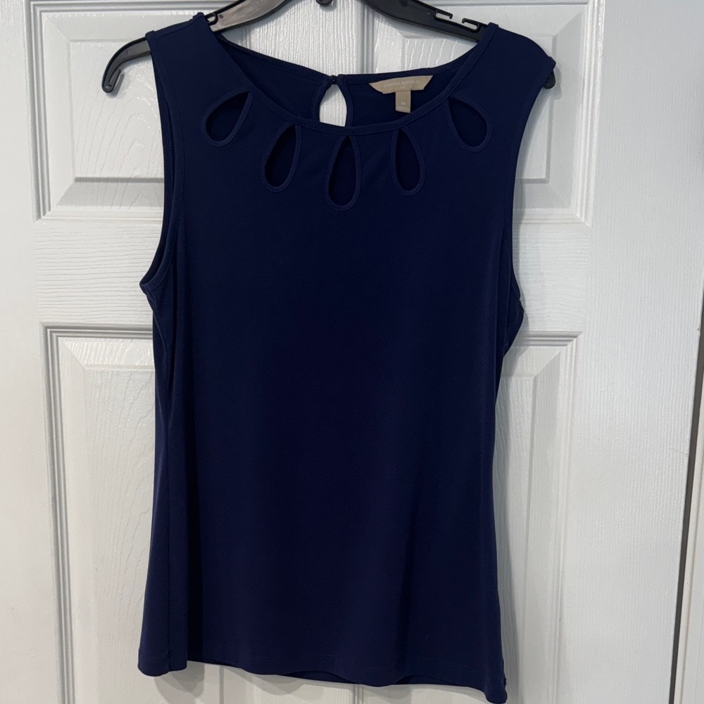 Banana Republic Navy Cut-Out Sleeveless Blouse